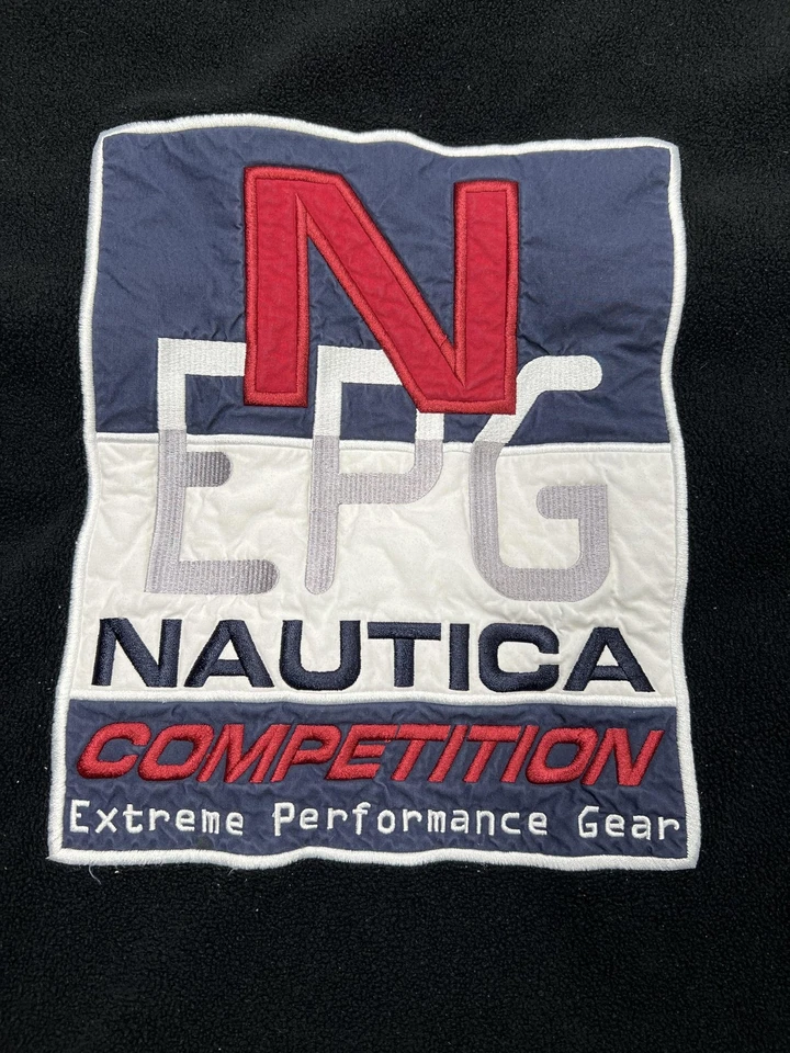 Sudadera con Capucha Nautica Competition Para Hombre Grande Negra Polar Pullover Hecha en EE. UU. Años 90 Foto 2 de 4