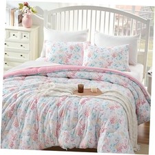 Size Jersey Knit Comforter Set 3 Pieces, Lightweight  Full Flower Leaves