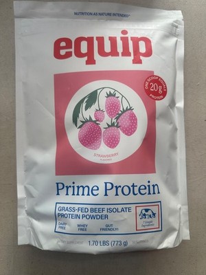 Equip Prime Protein Grass-Fed Beef Isolate Powder Strawberry 1.7 lb 30 Servings