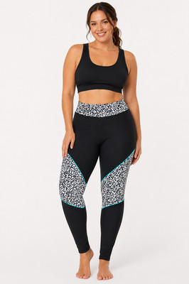 Love My Curves Swim Capri Womens Size 14 Black Leopard Print NWT Swim Leggings