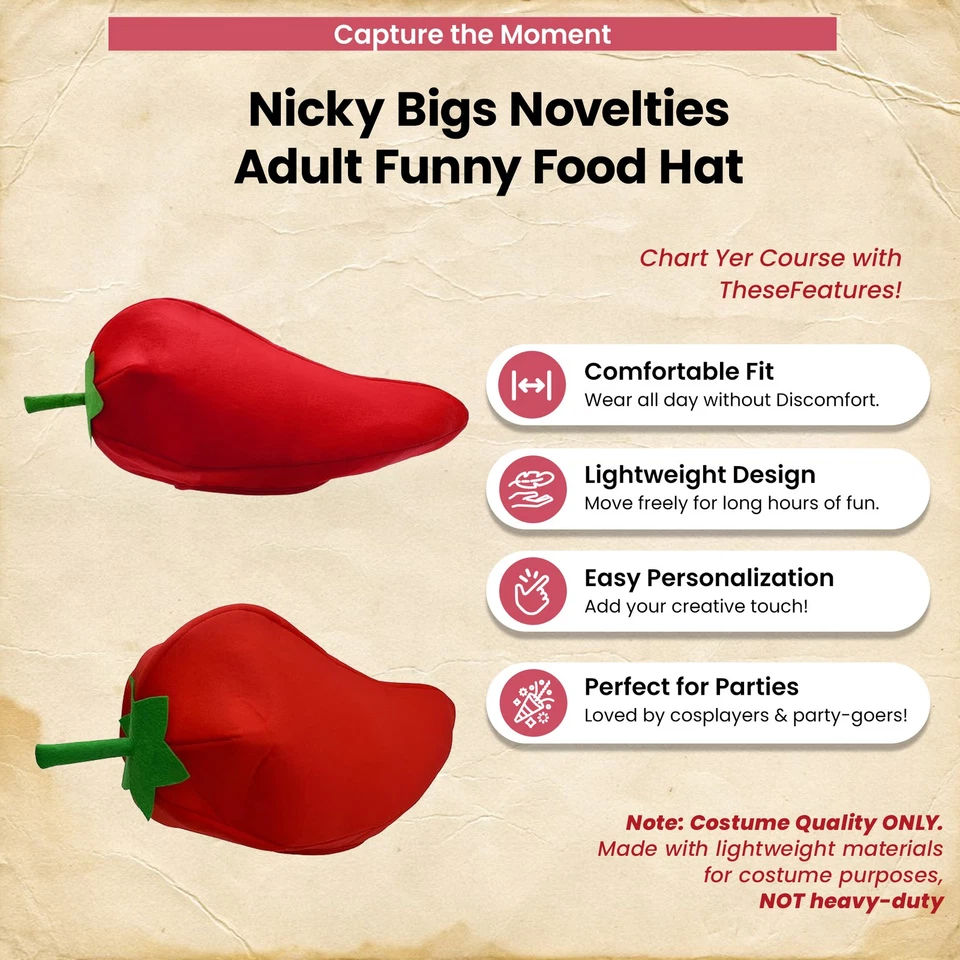 Взрослый красный перец чили еда шляпа взрослых красный Hot праздничный Cinco de Mayo костюм - Изображение 2 из 4