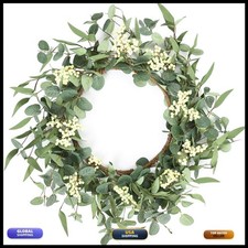 Pinkpum 20'' Eucalyptus Wreath for Front Door Porch Decor, Spring Summer