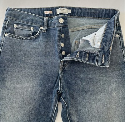 TOPMAN Men's Stretch Tapered Jeans US 32S Blue Button Fly F32