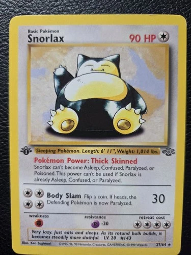 Snorlax 27/64 1st Edition Non-Holo - Pokemon 1999 Jungle - MP
