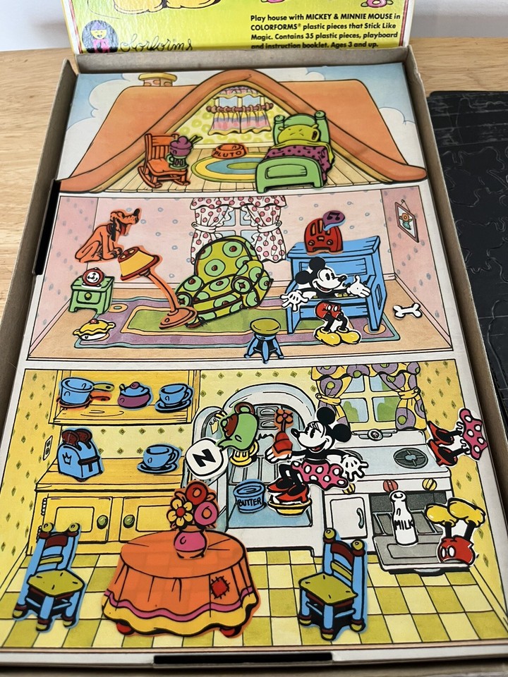 Vintage Mickey Mouse Play House Colorforms 656; Original Box; Walt