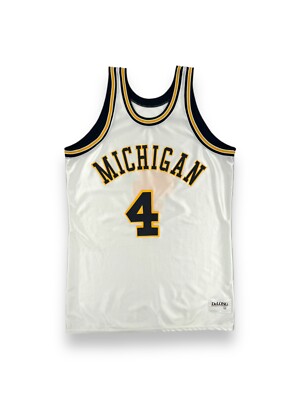 Maillot Vintage NCAA Michigan Wolverines Chris Webber #4 - Taille 44 Adulte, Jaune, Officiel DeLong