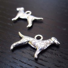 Puppy Dog Charms - 23mm Antiqued Silver Plated Pendants C7365 - 5, 10 or 20PCs