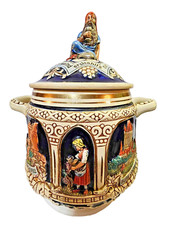 Vtg Gertz Pottery Ceramic Germany Tureen Cookie Lidded Jar Rumtopf Decorative