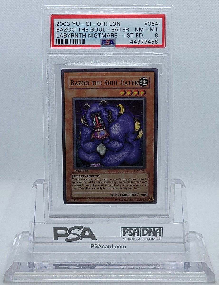 2003 YUGIOH 1ST ED LON-064 BAZOO THE SOUL-EATER SUPER RARE PSA 8