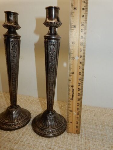 Paar Sterling antike 9" Kerzenständer - Bild 2 von 7