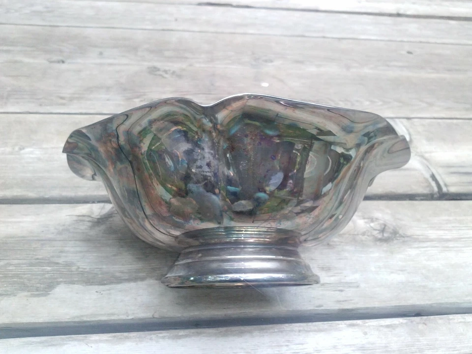 ENSALADERA DE COLECCIÓN CAÑA Y BARTON #1609 SALEM CHAPADA EN PLATA FRUTERO Foto 2 de 4