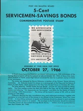 1966 Flyer: 5-Cent SERVICEMEN SAVINGS BOND POSTAGE STAMP Philately Postal Design