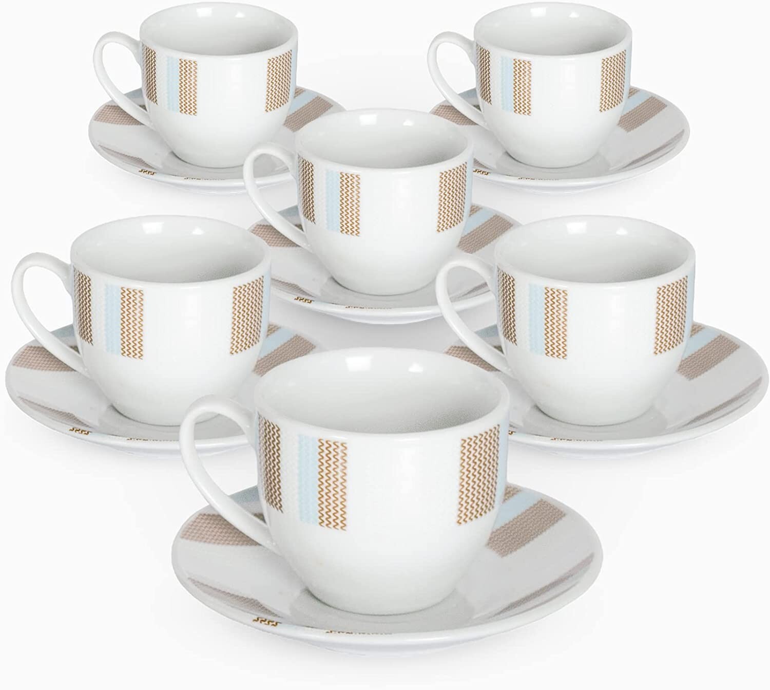 Tazzine Servizio da 6 Pezzi Caffe' Colorate Tortora in Porcellana lavastoviglie