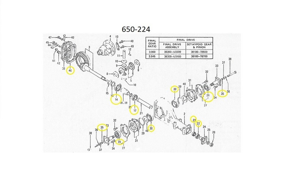 240z R180 R200 Rear Diff Conversion Kit Datsun 240Z 260Z 280Z R180 Rear Differential Bearing Rebuild Kit ...