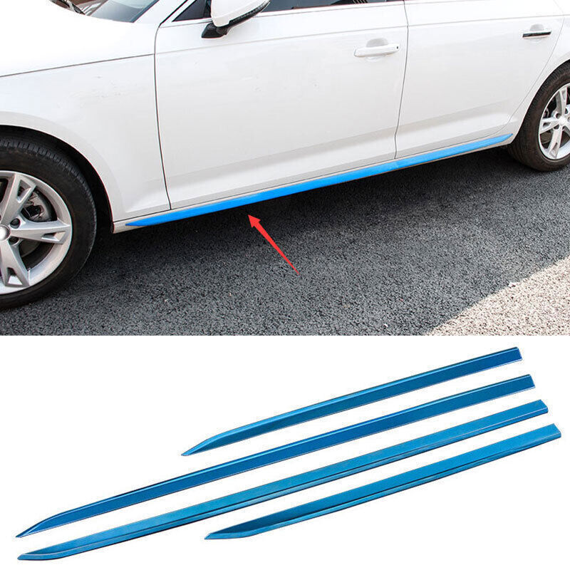 For Audi A4 B9 2017-2019 Blue Titanium Side Door Body Guard Molding Cover Trims