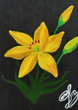 ACEO Original Acrylic Painting LILY FLOWER Miniature Art Card New