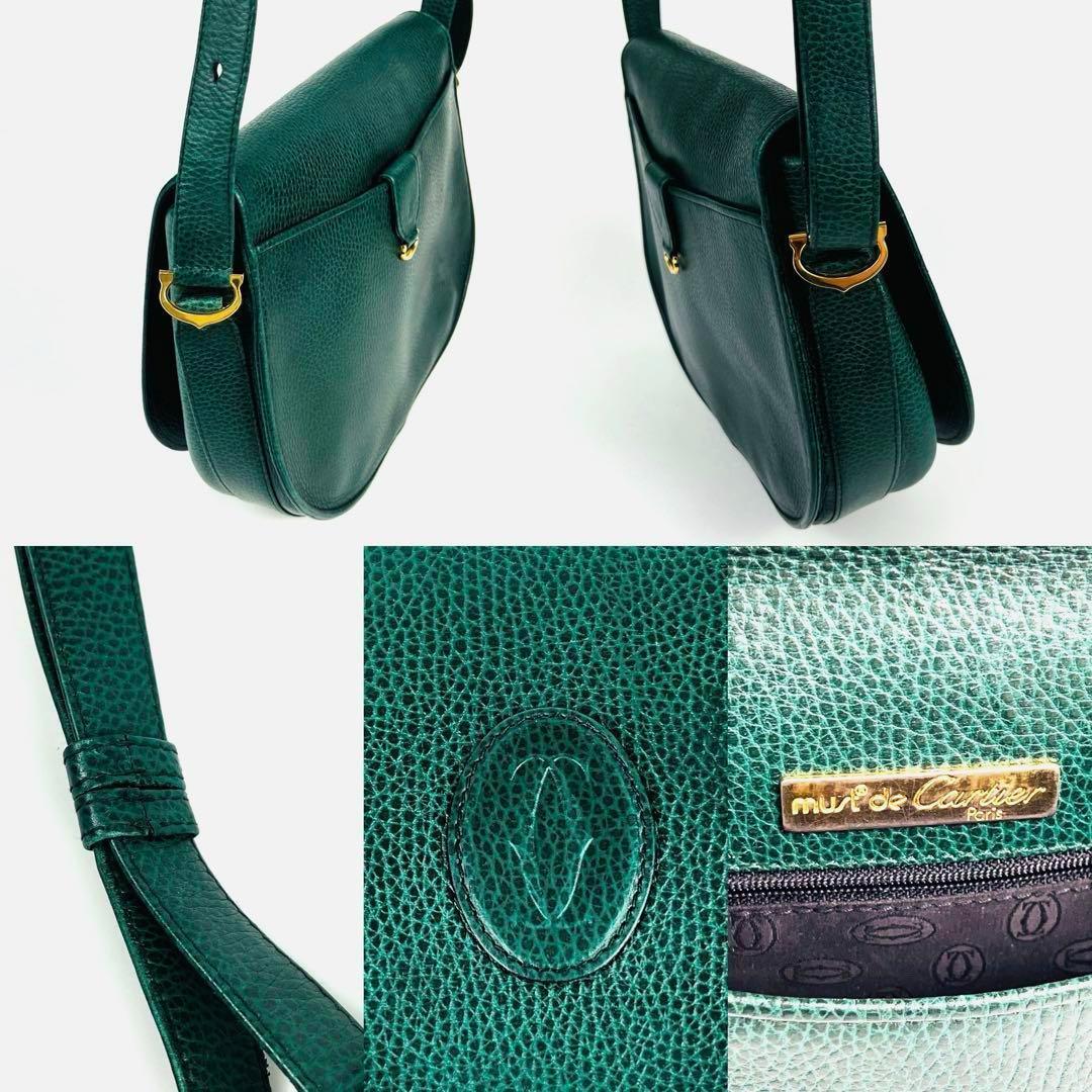 Cartier Vintage Shoulder bag Handbag Green Leather From