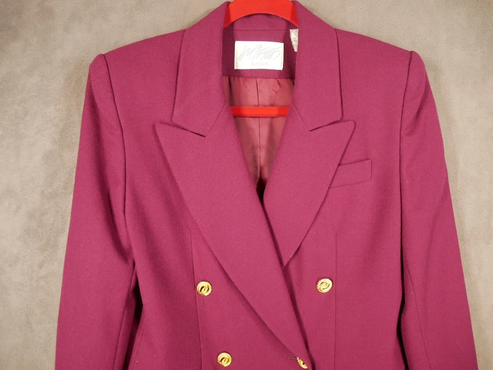 Traje Falda Lord & Taylor Dos Piezas Para Mujer Talla 6P Pequeña Ciruela Púrpura Lana De Colección Foto 3 de 4