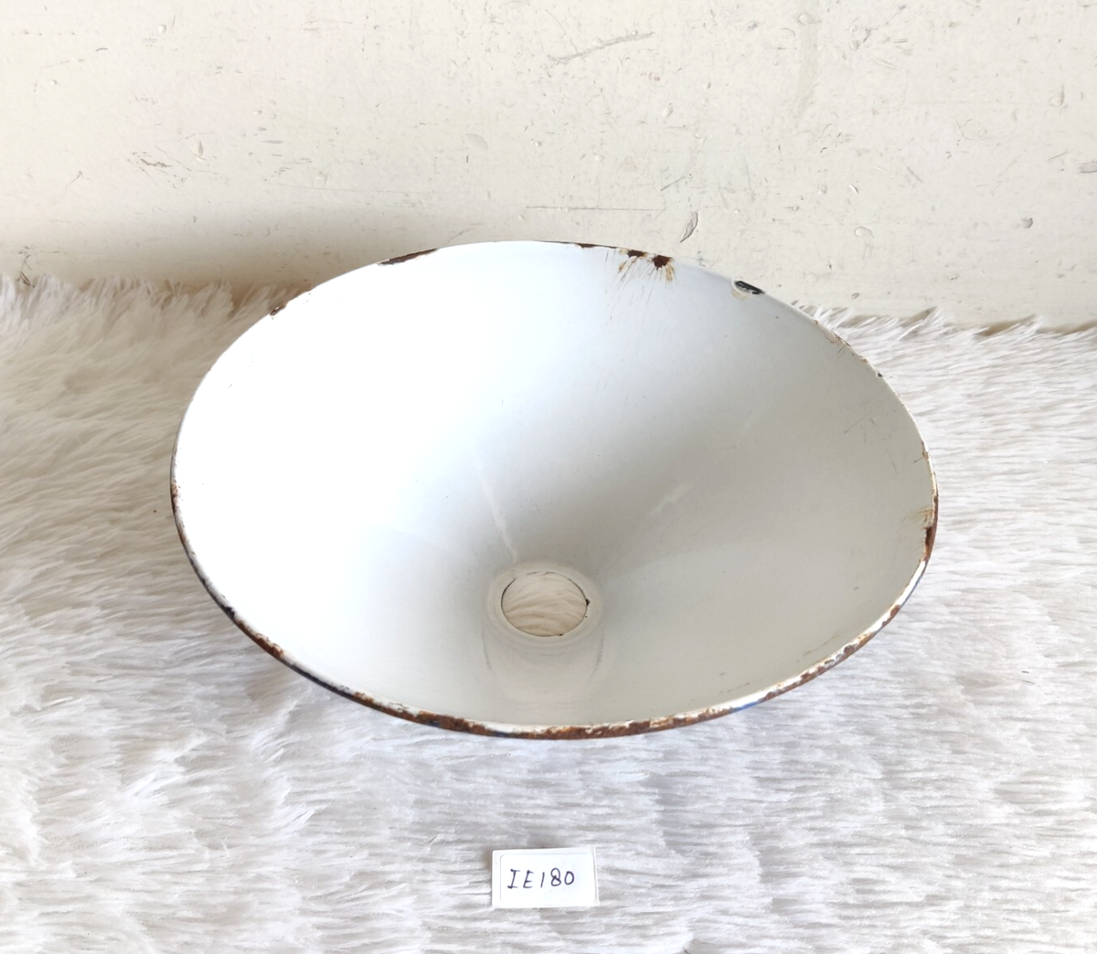 1930s Vintage Cobalt Blue Enamel Industrial Lamp Shade Iron Light