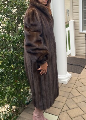 Lanvin Furs Quiet Luxury Nat Mink Fur Coat Brown Sz 8-10 Midi Old