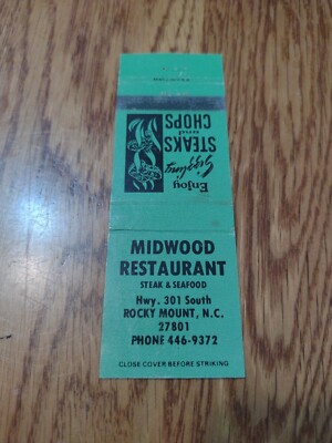 . Matchbook Cover: MIDWOOD RESTAURANT. ROCKY MOUNT, N.C. .  MB184