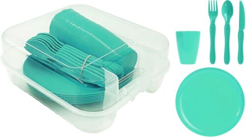 Campinggeschirr Picknick Geschirr Set für 6 Personen inkl Becher Teller Besteck - Bild 2 von 4