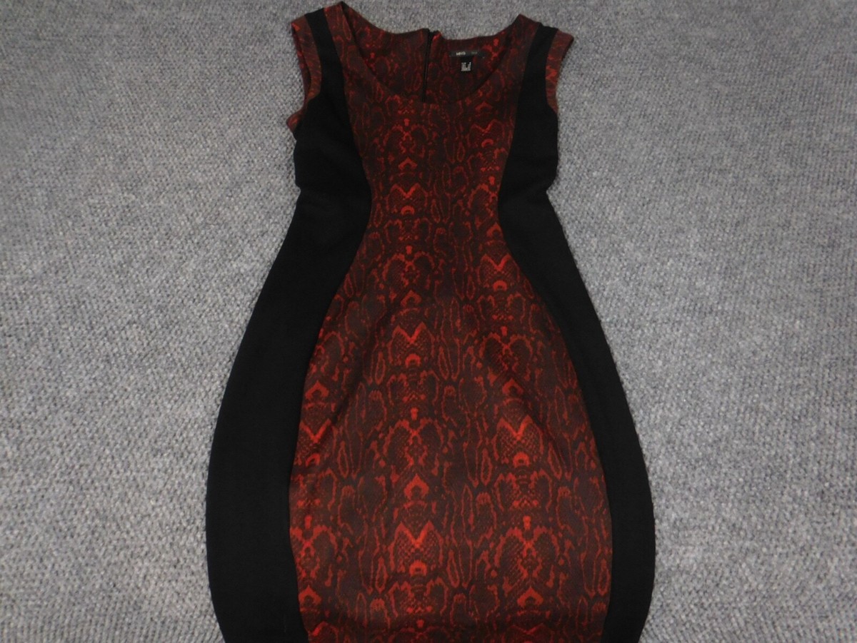 MNG Mango dress Extra Small Red Womens A-line Zip animal print designer |  eBay
