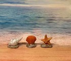 3 Miniature Fairy Garden Beach Seashells Figurines Resin New