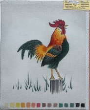 Hand-painted ROOSTER Needlepoint Canvas 8" x 10" mono 14.5 count