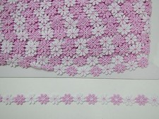 Guipure Daisy Trim White/Pink Coloured 2 mts  42901 