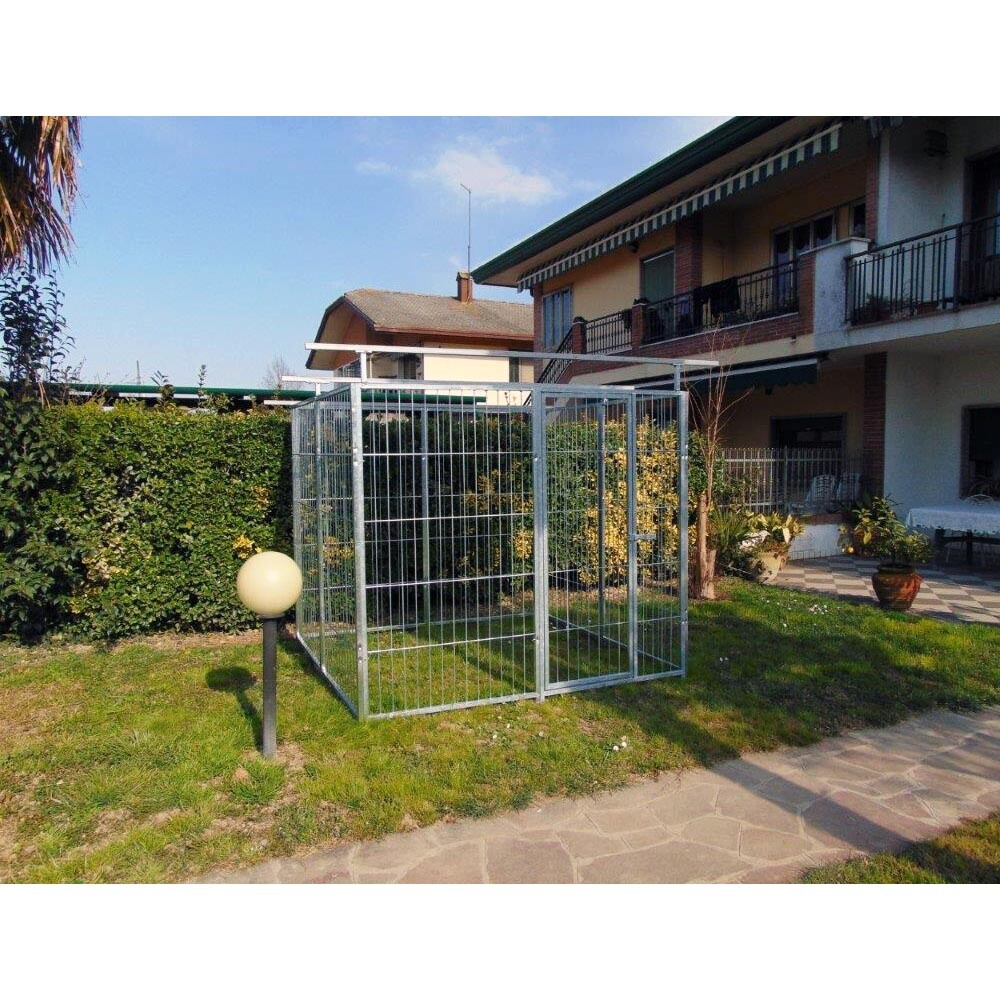 Box per Cani Predisposto alla Copertura Zincato Elettrolitico da 200x200xh180 Cm