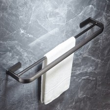 Grey Finish Bathroom Holder Towel Rail Rack Bar Hook Wall Mounted