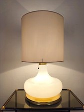 Lampada Da Tavolo Abat Jour Doppia Illuminazione Opalina Modernariato Anni 70