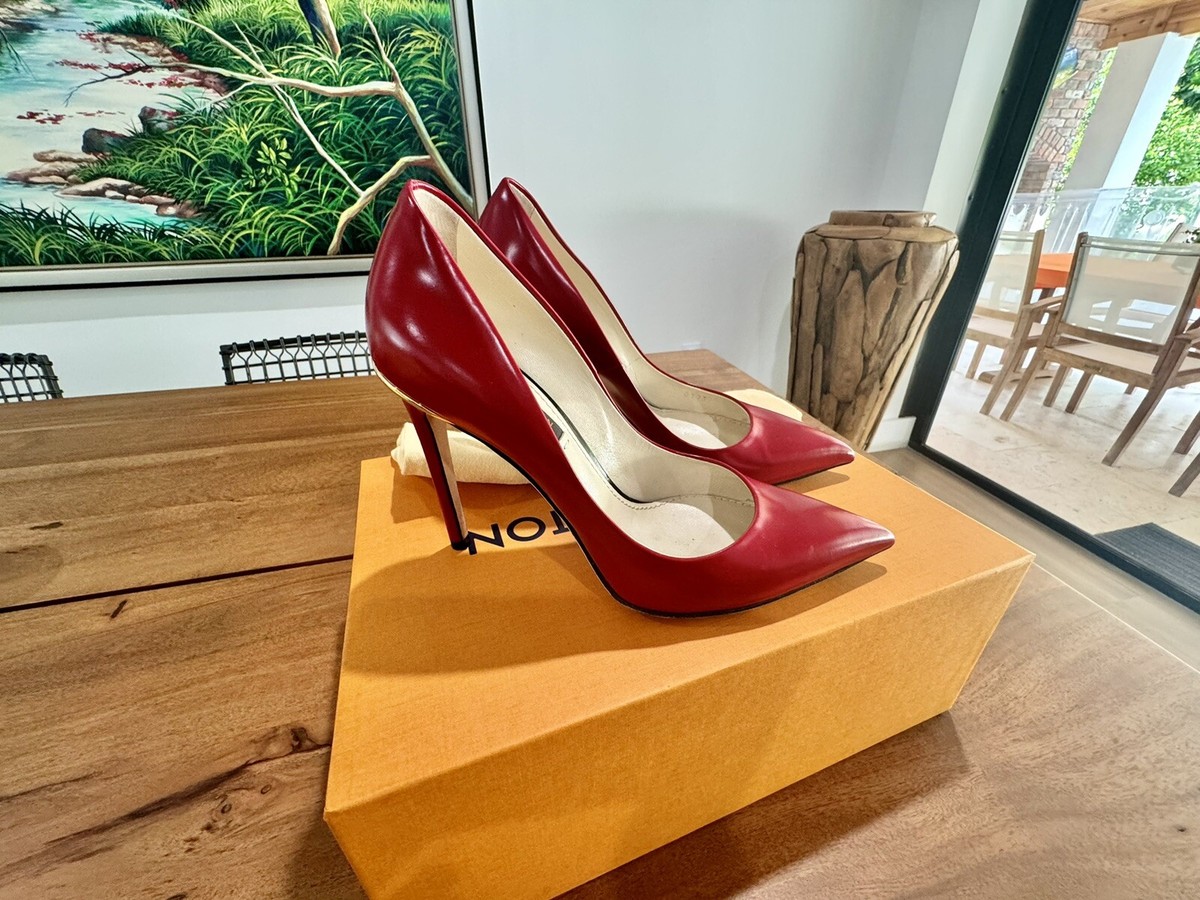 Louis Vuitton Eyeline Red Pump Heels pointed toe leather red