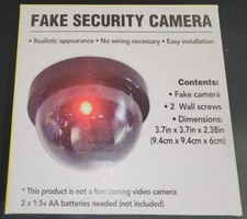 Set of 3 - Fake Dummy Security Dome Camera Flashing Red LED Light Craft Santa