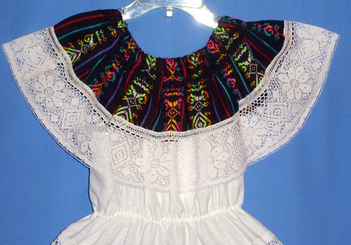 Mexican dress girls 2-3-4-Cinco de Mayo costume-peasant-hair bow-maracas-LOT-4 - Picture 5 of 7