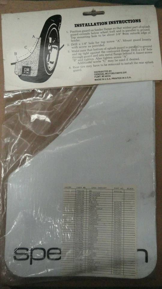 CHEVROLET GEO SPECTRUM GM 1985-89 GUARDABARROS BLANCO PROTECTORES CONTRA SALPICADURAS 999760 Foto 2 de 2