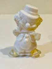 MOSSER GLASS - The Fiddler Clown 3.75" -  White & Clear Yellow Slag - TUFFY