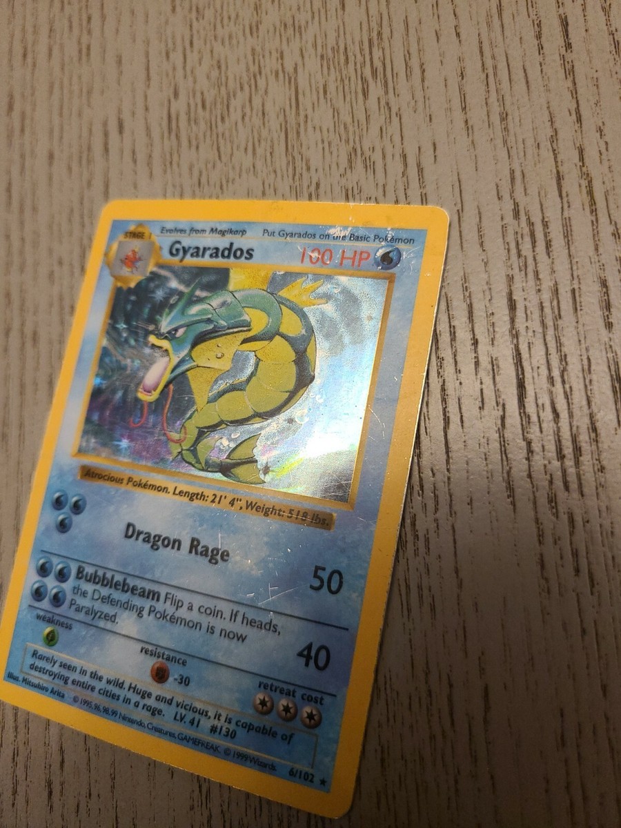 Pokemon Card Gyarados 6/102 SHADOWLESS Holo Rare TCG! see pic q2