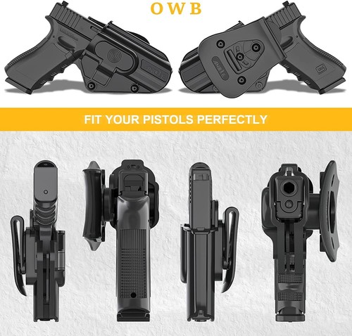 ANOLE Level 2 OWB Paddle Holster Fits Glock 43 43X 44 45 48 Gen 1-5 Multi Guns - Picture 4 of 12