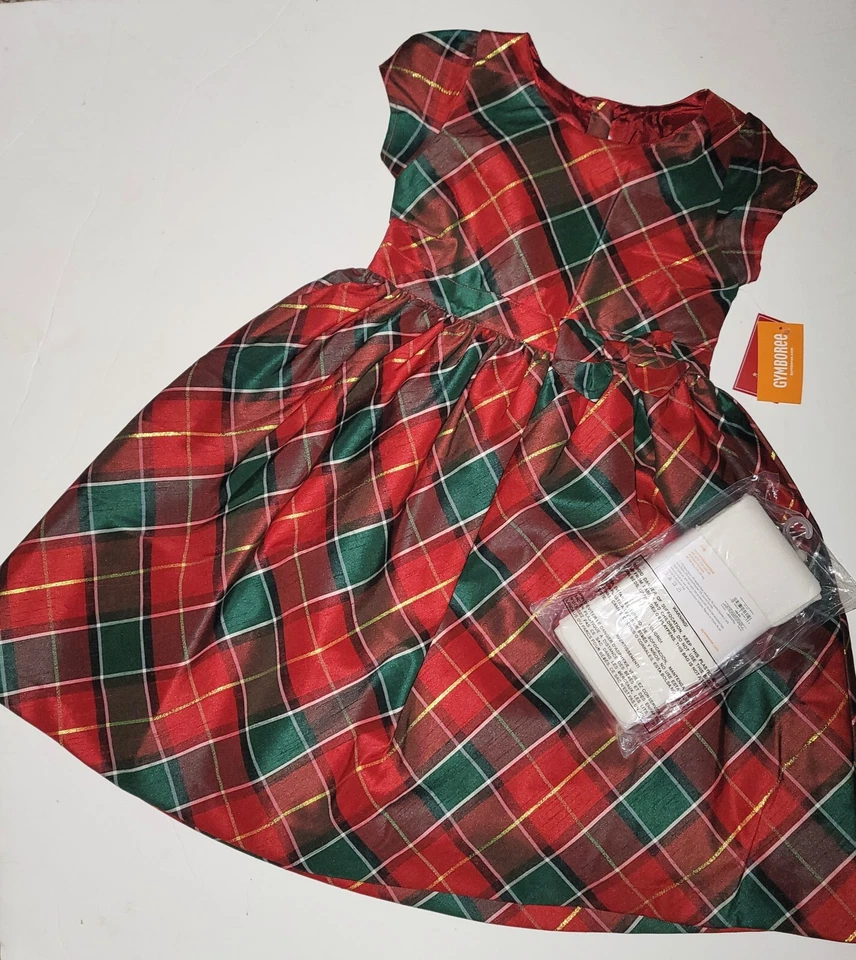 Nuevo con etiquetas Gymboree talla 10 Holiday Traditions 2022 vestido a cuadros conjunto de 2 medias metálicas  Foto 2 de 4