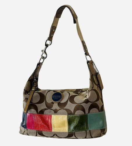 coach signature stripe hobo bag