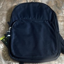 Mens Black Solid Backpack w/ Pockets, Zip Clo...