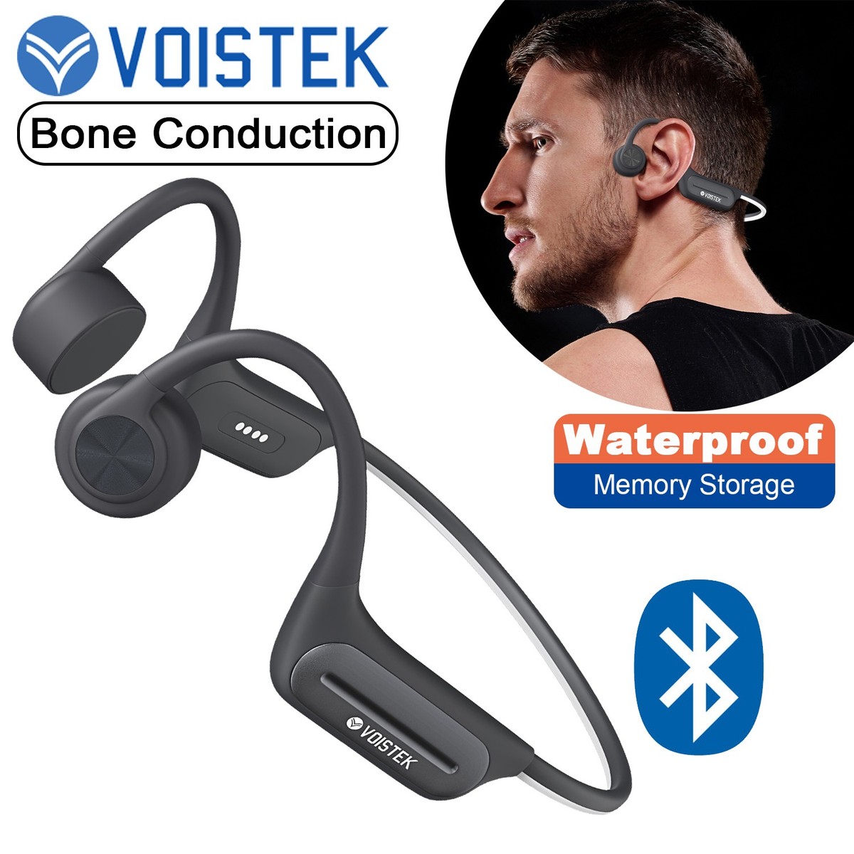 Bone Conduction Earphone Waterproof 32GB MP3 Bluetooth Workouts