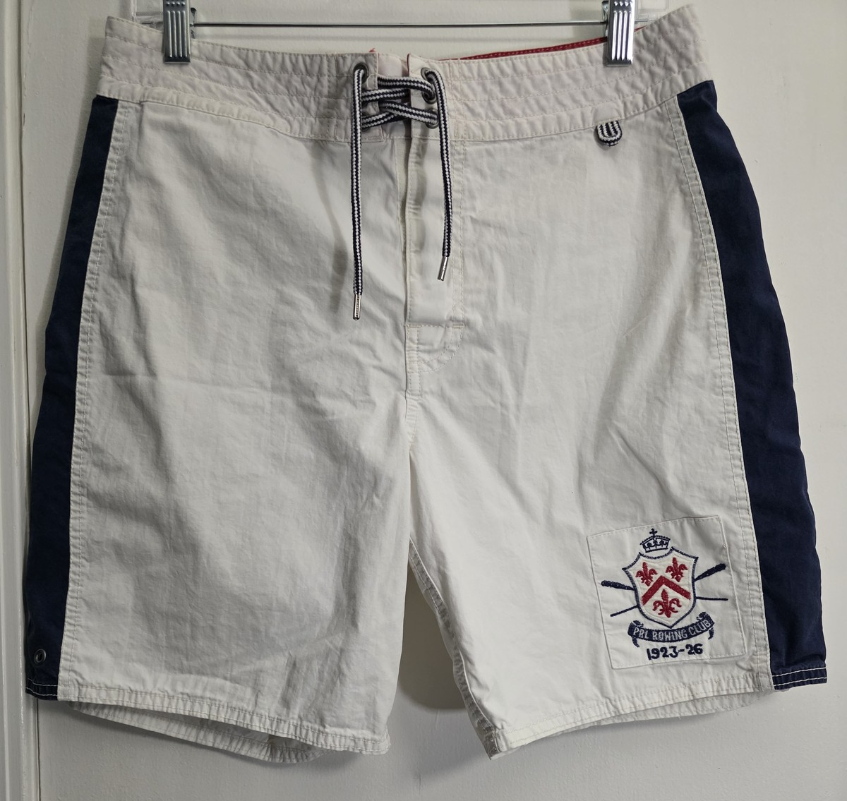 FILA Polo Ralph Lauren pantaloncino uomo 30 bianco blu PRL canottaggio club Bleecker ricamato