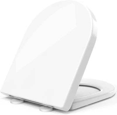 STOREMIC D Shape Soft Close Toilet Seat White Quick Release PP