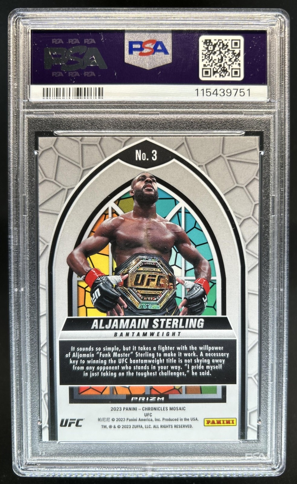 2023 Chronicles UFC Aljamain Sterling Mosaic Stained Glass #3 PSA 10 GEM MINT view 2