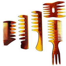 Styling Hair Comb Set Salon Barber Hairstylist Texture Comb 5 Pack amber