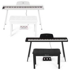 Black/White 88Key Semi Weighted Digital Piano Keyboards 3Pedal,USB/MIDI,Stool
