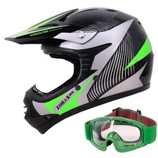 ZORAX ZOR-X19 Green Kids Child Motocross Helmets Crash Pit Bike Off Road Goggles